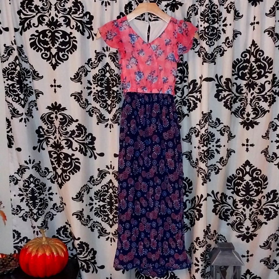 Floral Pink And Blue Jumpsuit